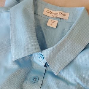 Coldwater Creek Blue No Iron Blouse Small